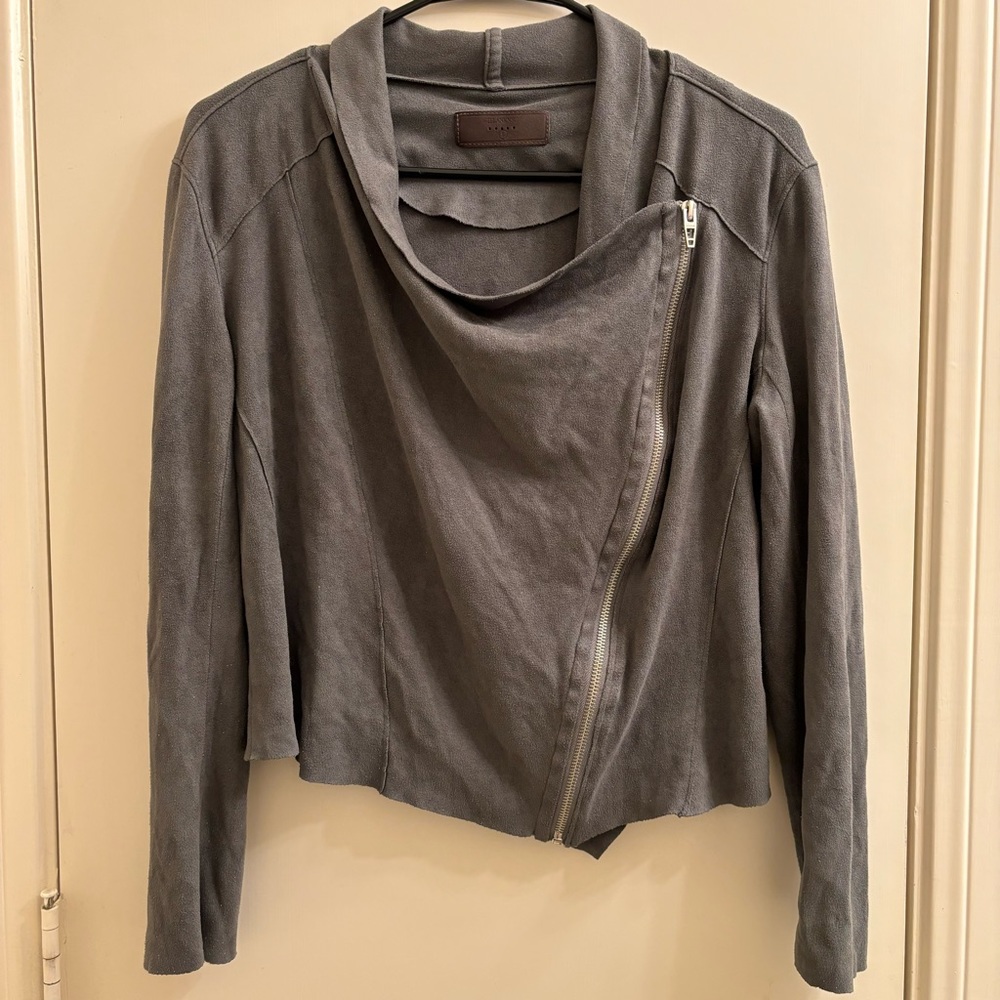 Blank NYC Lightweight Grey Suede Moto Jacket Size Small